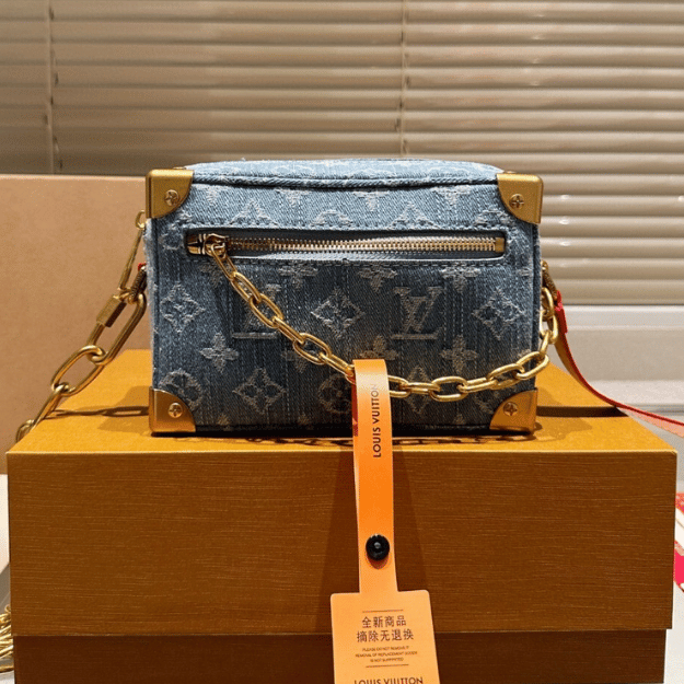 Louis Vuitton Soft Trunk Denim Blue Monogram Shoulder Bag