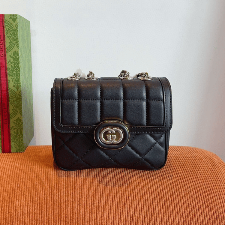 Gucci Gg Supreme Mini Camera Bag Black 6.7 Inches