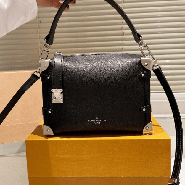 Louis Vuitton Side Trunk MM Black Grainy Crossbody Bag
