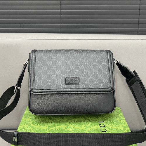 Gucci Gg Embossed Messenger Bag Black 9 Inches