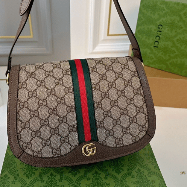 Gucci Ophidia Saddle Bag Beige 9.4 Inches