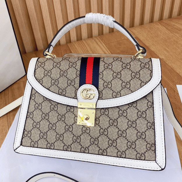Gucci Ophidia Top Handle Bag White 9.8 Inches 651055 96LWX 8745