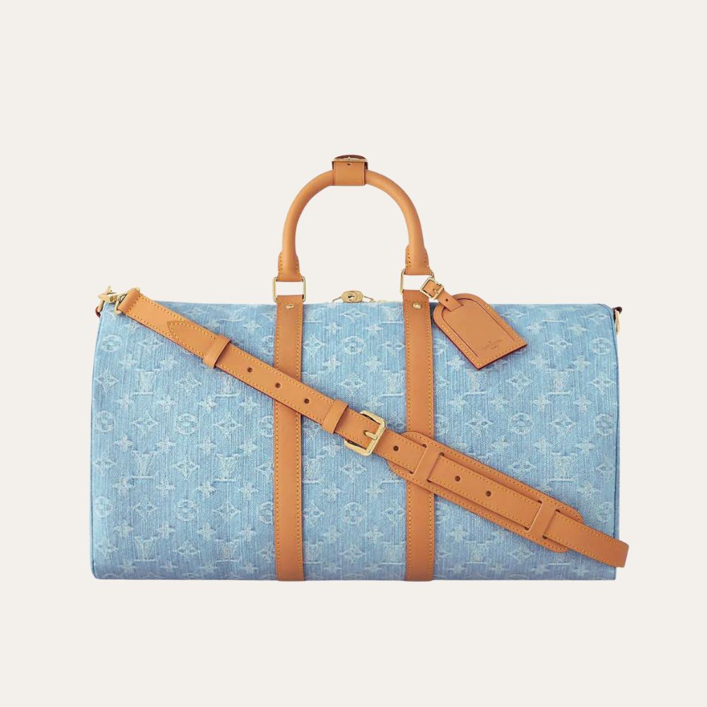 Louis Vuitton Keepall Bandoulièrè 45 Bag Sky Blue Denim 17.7 Inches M25334