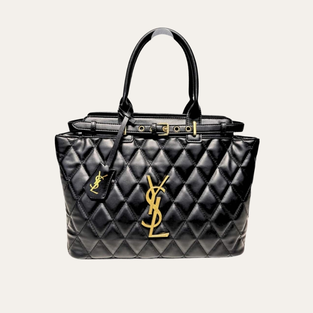 Saint Laurent Calfskin Leather Handbag Black 33Cm