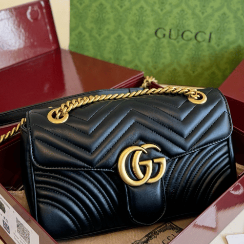 Gucci Gg Marmont Mini Matelassé Shoulder Bag Black 6.5 Inches