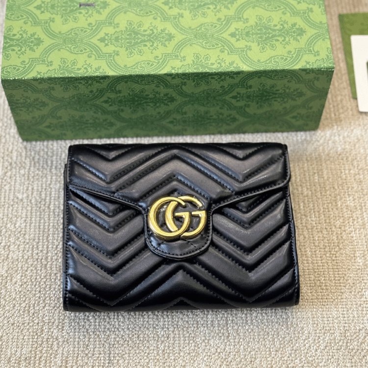 Gucci Gg Marmont Woc Chain Shoulder Bag Black 7.9 Inches