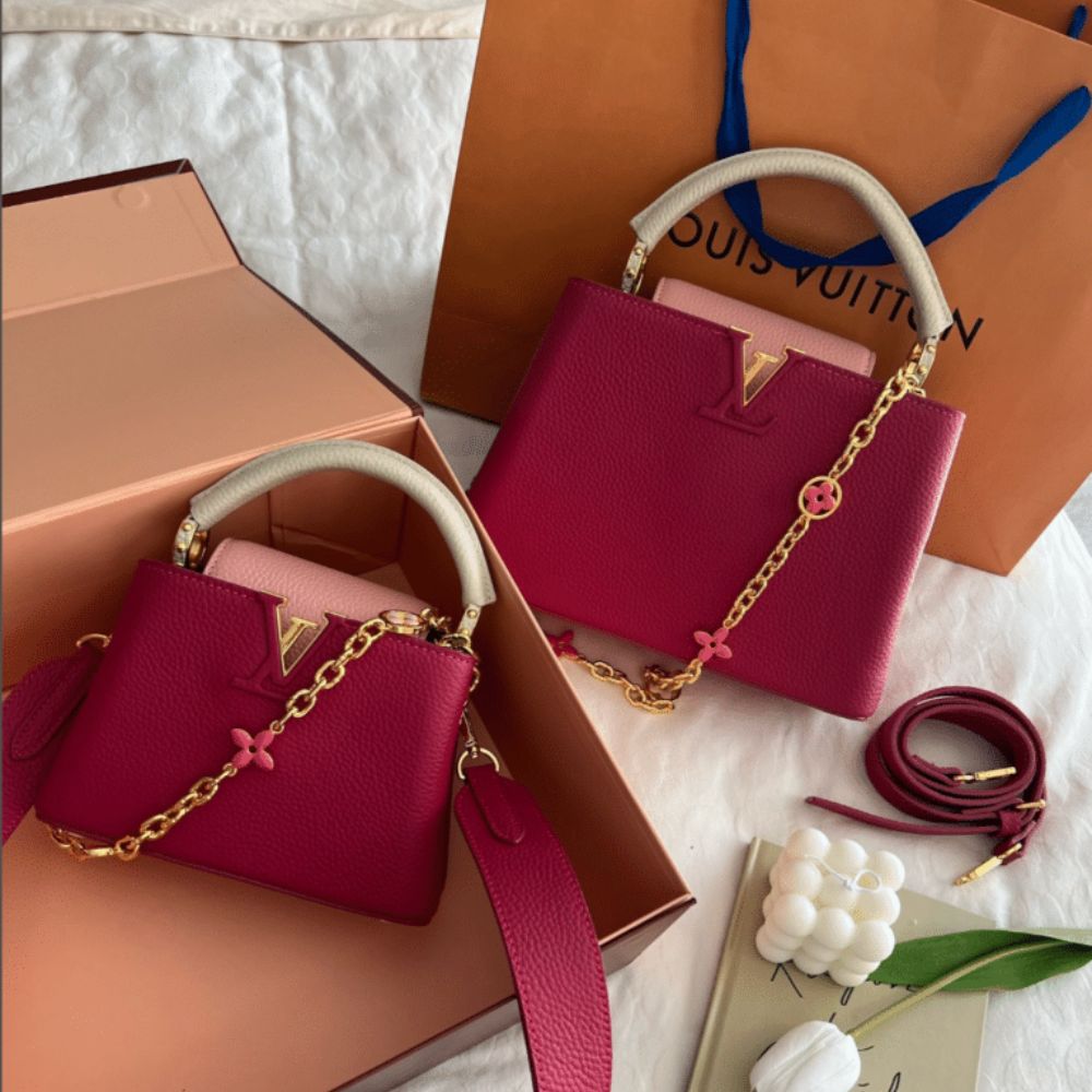 Louis Vuitton Capucines MM Bag Dark Pink 10.6 Inches M20845