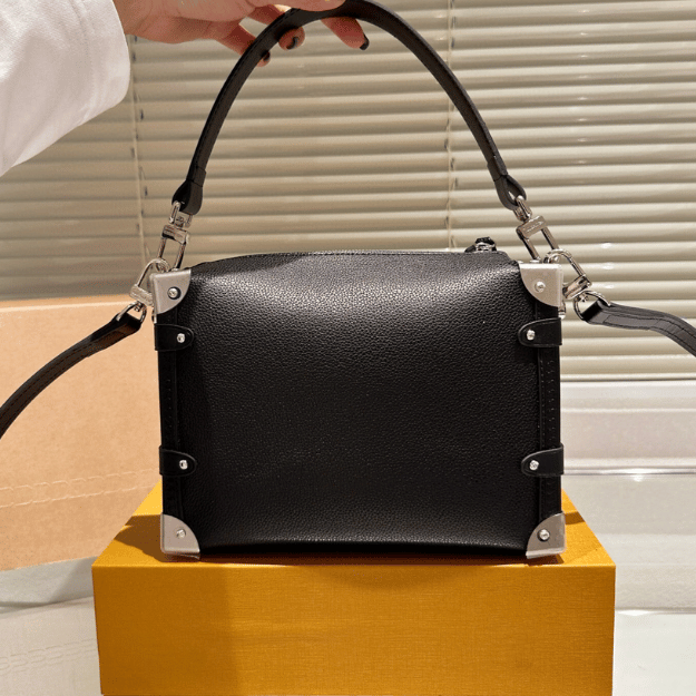 Louis Vuitton Side Trunk MM Black Grainy Crossbody Bag