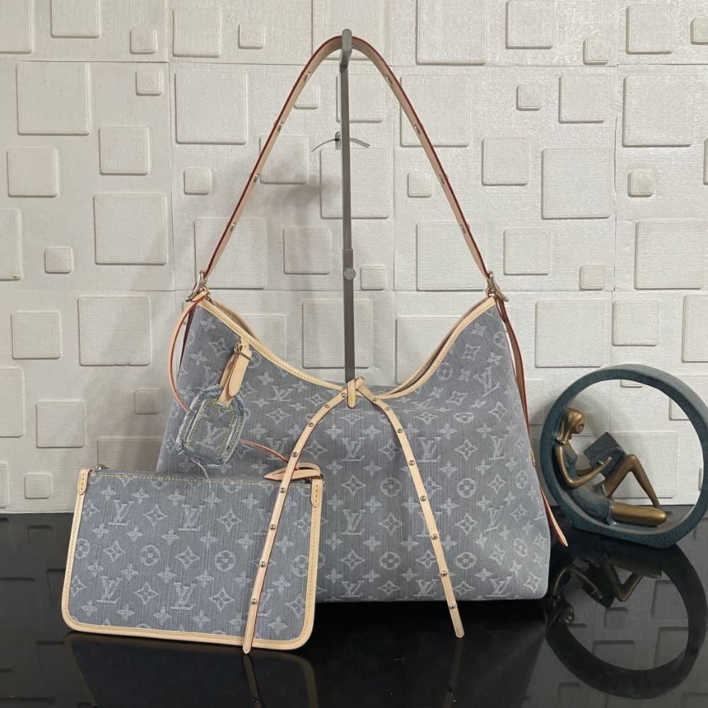 [Premium Quality] – Louis Vuitton Carryall MM Washed Gray Denim 15.3 Inches M13289