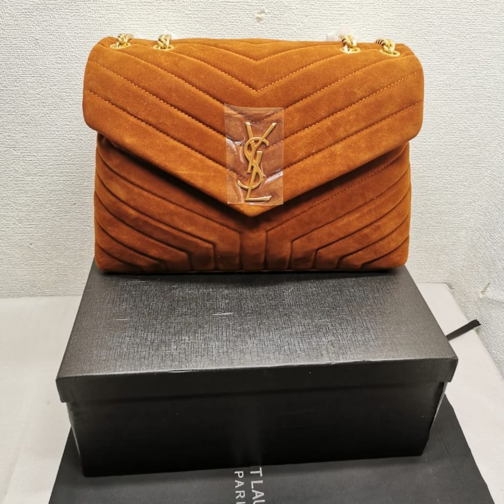 Saint Laurent Loulou Medium In Suede Cinnamon Brown 12.2 Inches 5749461U8C77761