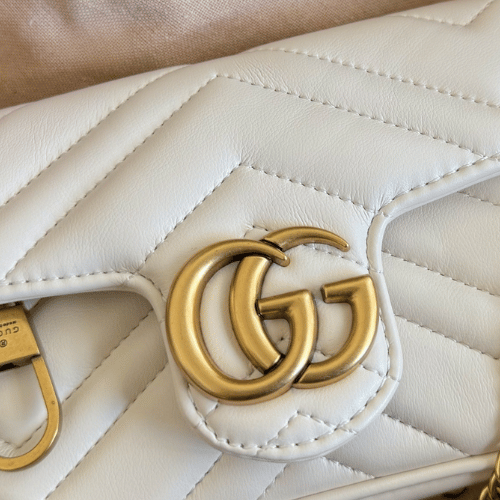 Gucci GG Marmont Mini Matelassé Shoulder Bag – White