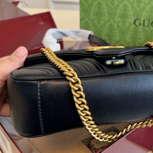 Gucci Gg Marmont Medium Matelassé Shoulder Bag Black 10.2 Inches