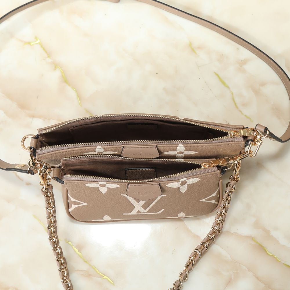 Louis Vuitton Multi Pochette Accessoires Monogram Empreinte Greige 9.8 Inches
