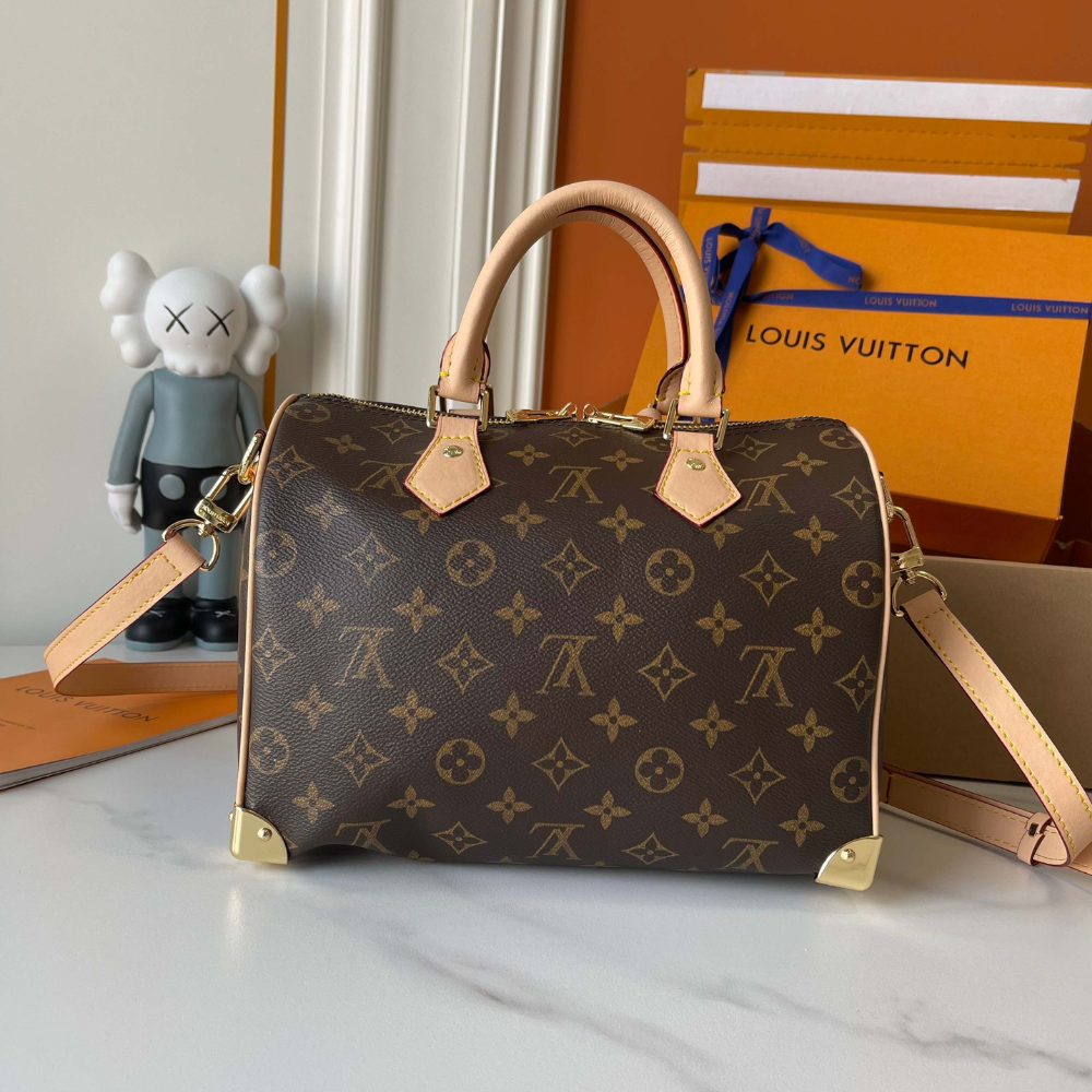 Express shipping-Louis Vuitton Speedy Bandoulière 25 Bag Brown 9.8 Inches M46977