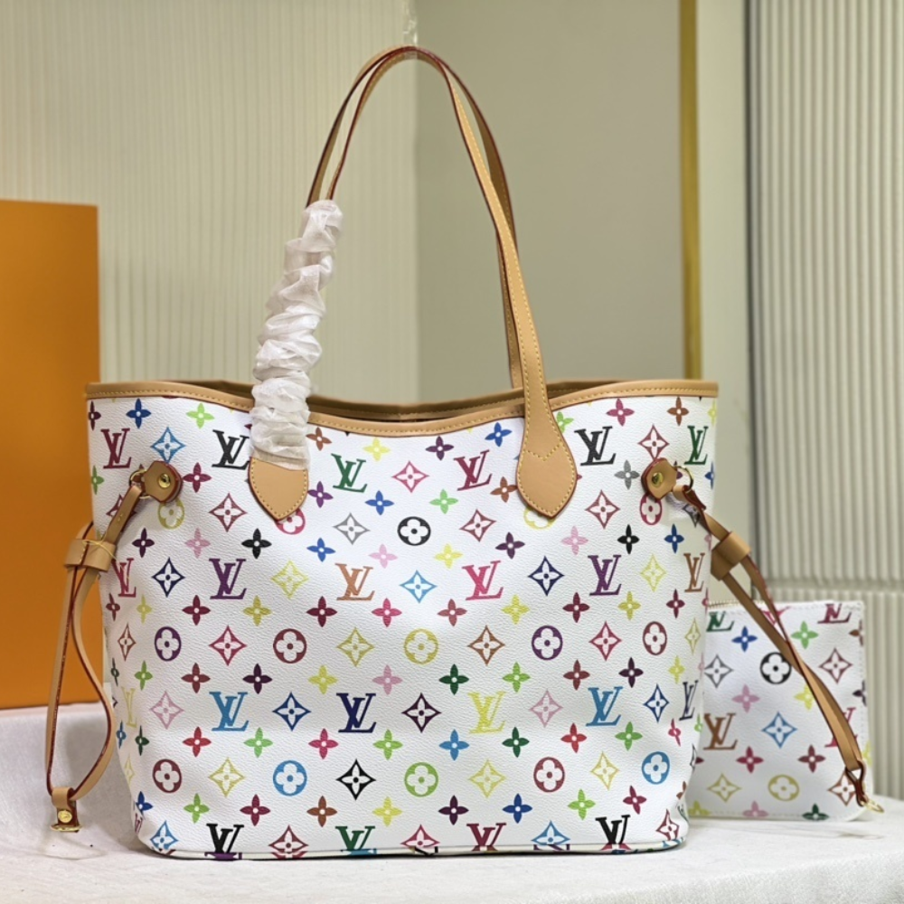 Louis Vuitton Neverfull MM Monogram Multicolore White 12.2 Inches M40156
