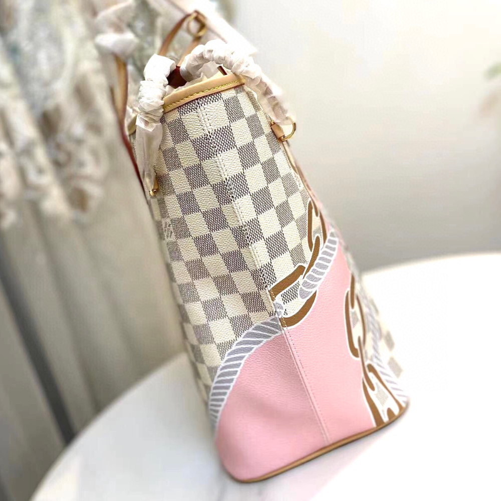 Louis Vuitton Neverfull MM Damier Azur Summer Trunks Pink 12.2 Inches M46329