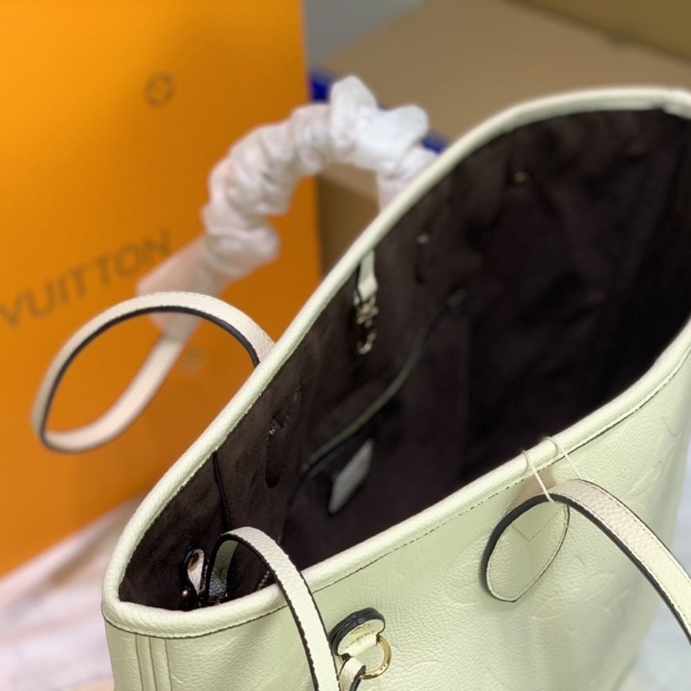 Louis Vuitton Neverfull MM Monogram Empreinte  Beige 12.2 Inches N50047