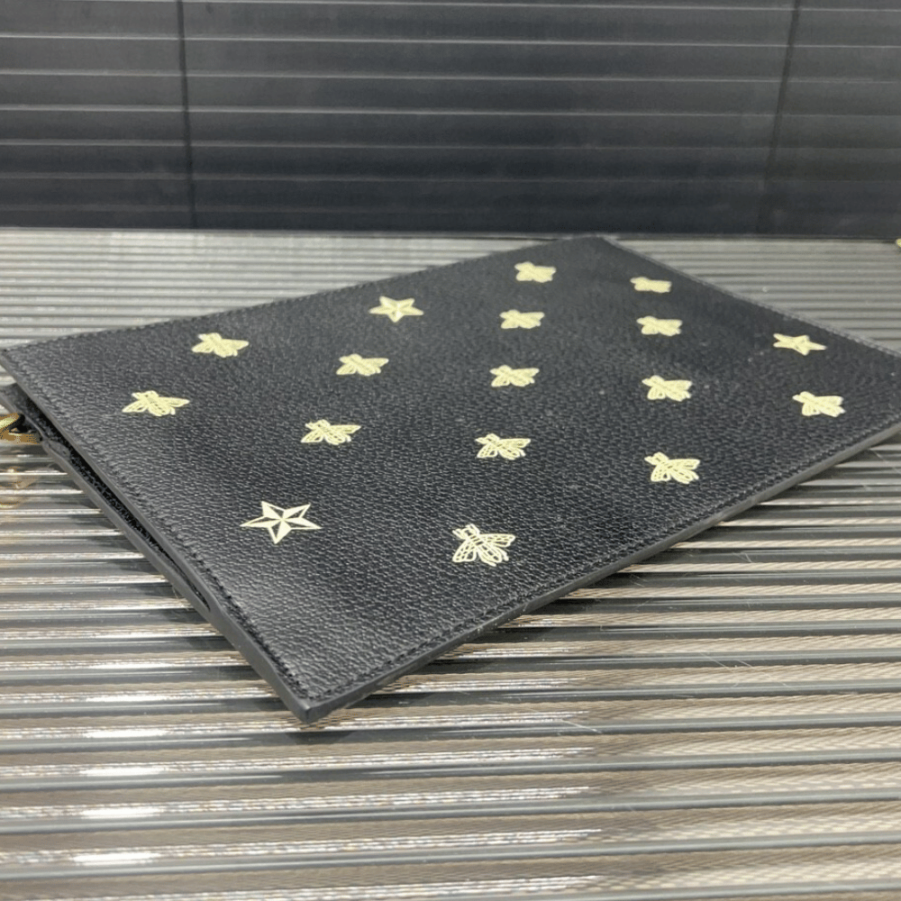 Gucci Bees & Stars Clutch Bag Black 11.4 Inches