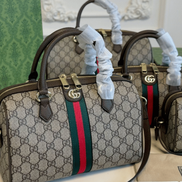 Gucci Ophidia Gg Medium Boston Bag Beige 10.6 Inches 836825 FAE0J 9867