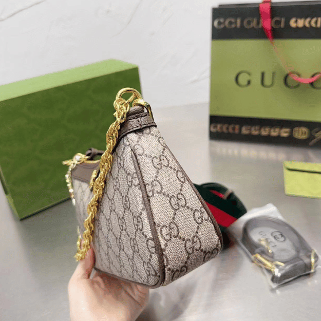 Gucci Ophidia Small Shoulder Bag Beige 9.4 Inches