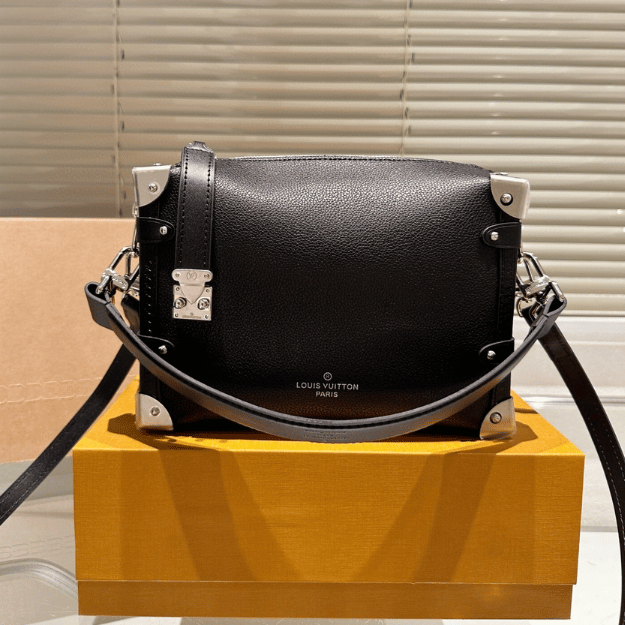 Louis Vuitton Side Trunk MM Black Grainy Crossbody Bag