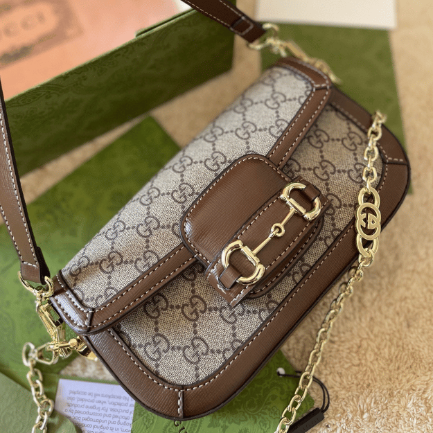 Gucci Horsebit 1955 Small Top Handle Bag Brown 9.1 Inches