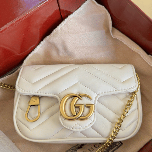Gucci GG Marmont Mini Matelassé Shoulder Bag – White