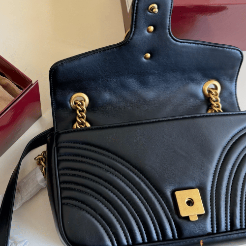 Gucci Gg Marmont Medium Matelassé Shoulder Bag Black 10.2 Inches