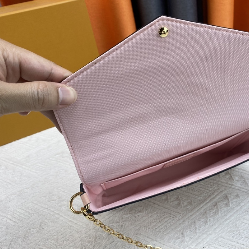 Louis Vuitton Pochette Félicie Monogram Empreinte Rose Ballerine 8.3 Inches M82608