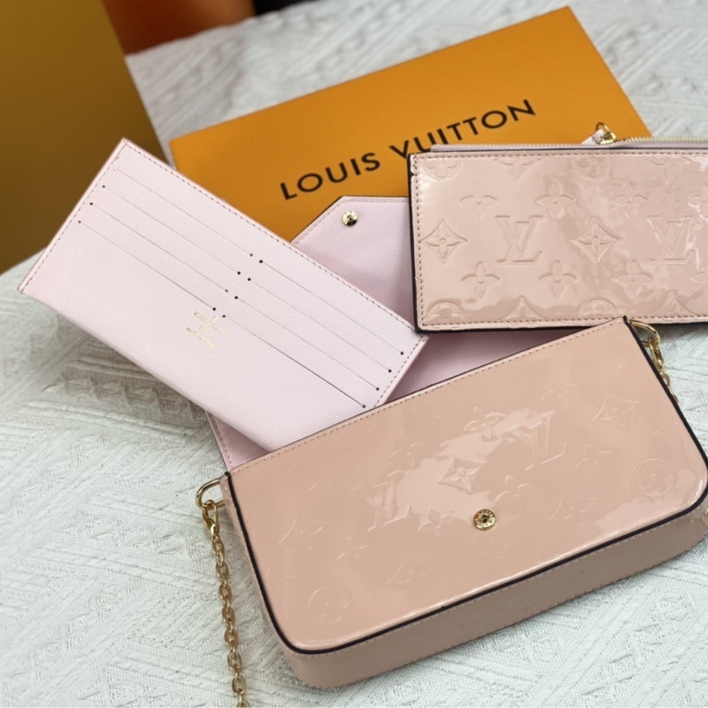 Louis Vuitton Pochette Félicie Monogram Empreinte Rose Ballerine 8.3 Inches M82608