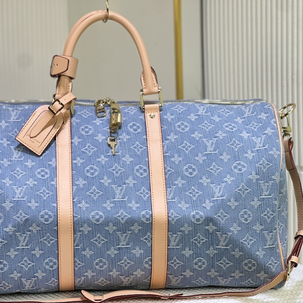 Louis Vuitton Keepall Bandoulière 50 Blue 19.7 Inches M25334