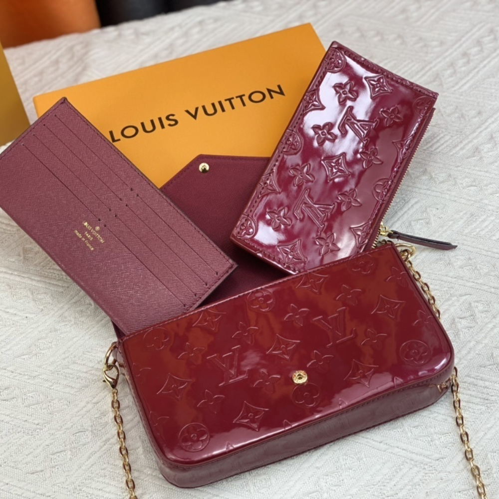 Louis Vuitton Pochette Félicie Monogram Vernis Amarante 8.3 Inches M61276