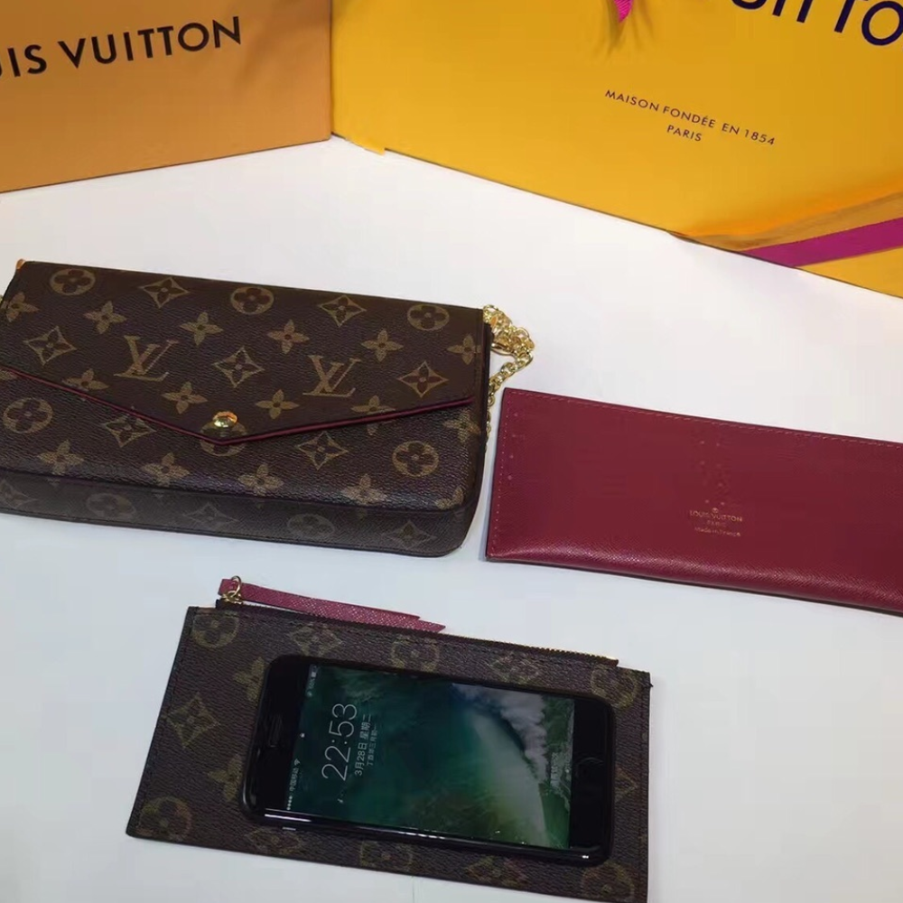 [Premium Quality] – Louis Vuitton Pochette Félicie Monogram Bordeaux 8.3 Inches M81896