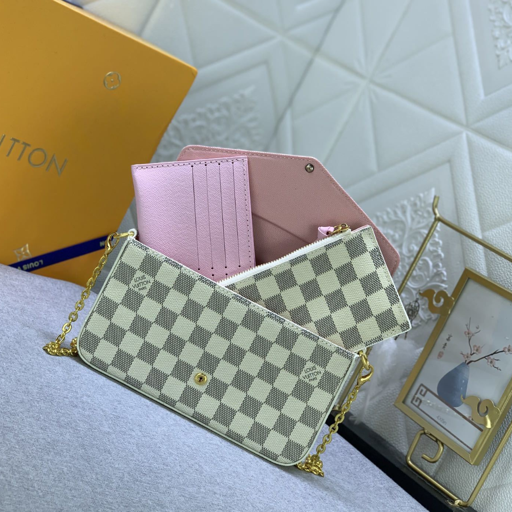 Louis Vuitton Pochette Félicie Damier Azur Pink 8.3 Inches N40491