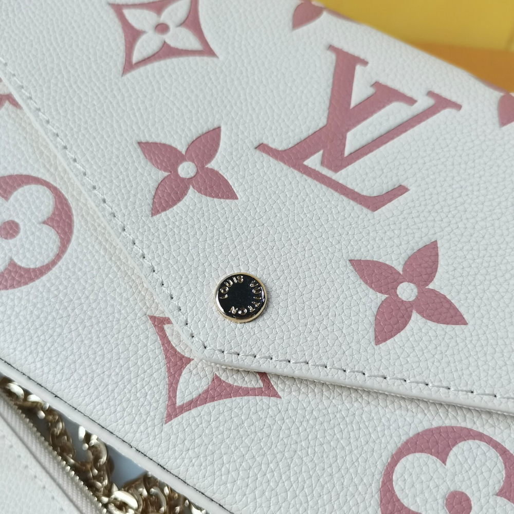 Louis Vuitton Pochette Félicie Monogram Empreinte Latte White / Candy Pink 8.3 Inches M83025