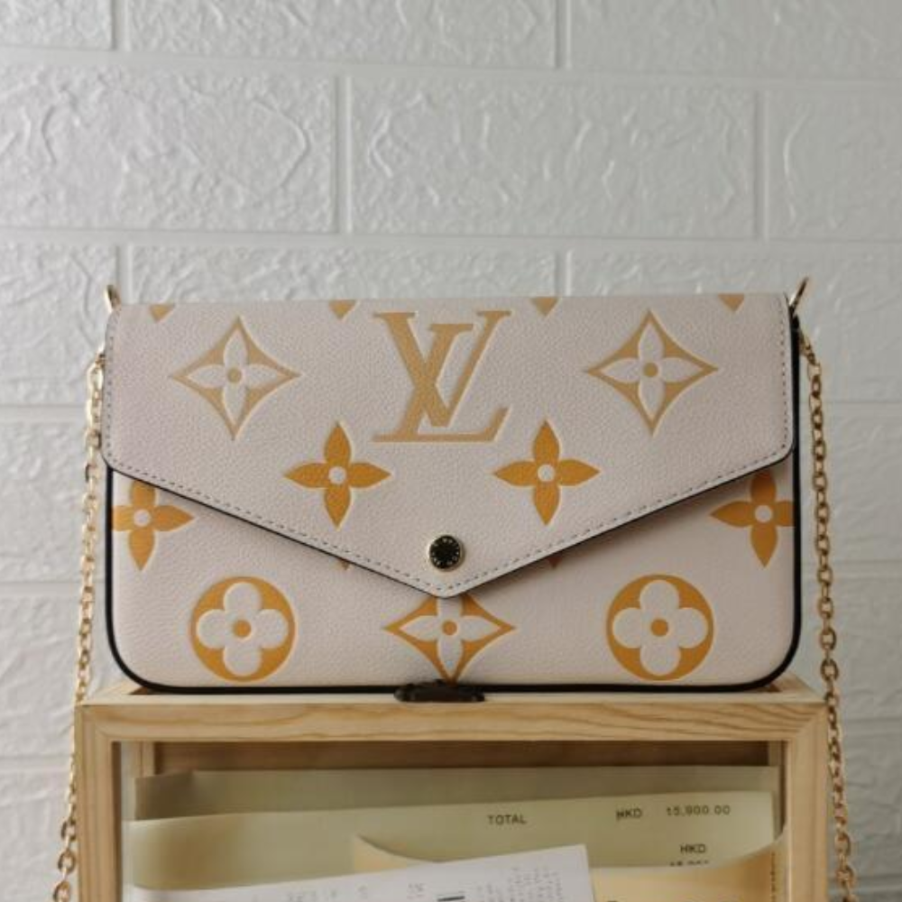 Louis Vuitton Pochette Félicie Monogram Empreinte Beige Gold 8.3 Inches M80498