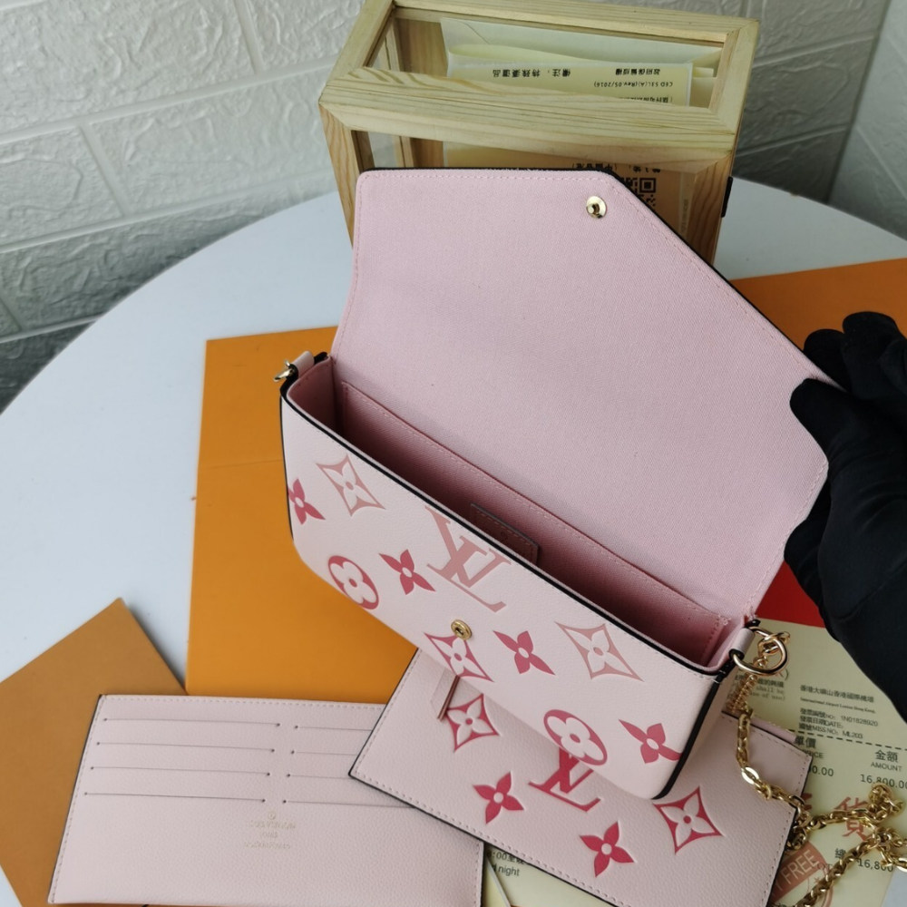 Louis Vuitton Felicie Pochette Monogram Empreinte Pink 8.3 Inches M80498