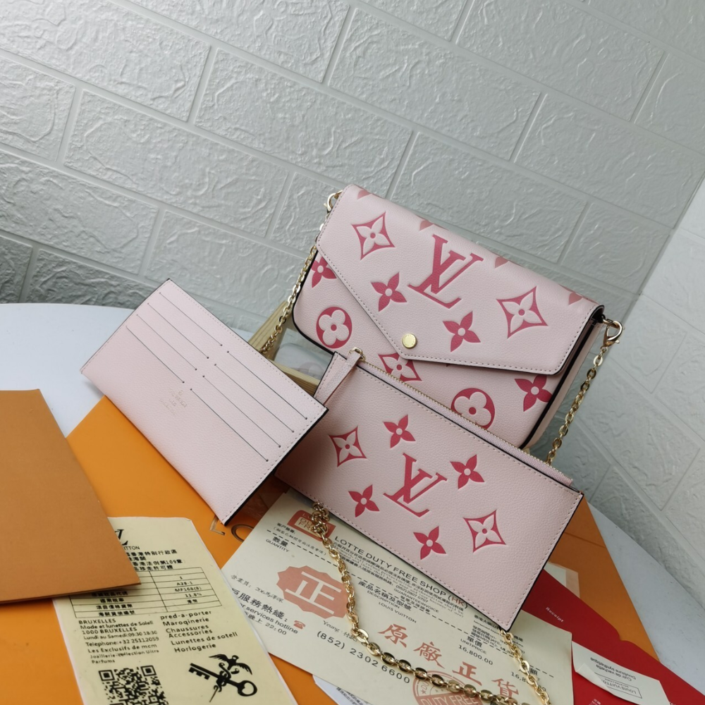 Louis Vuitton Felicie Pochette Monogram Empreinte Pink 8.3 Inches M80498
