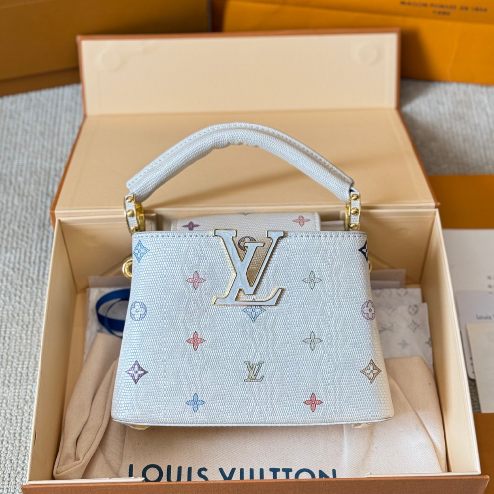 Louis Vuitton Capucines Mini Multicolor Monogram White 7.9 Inches