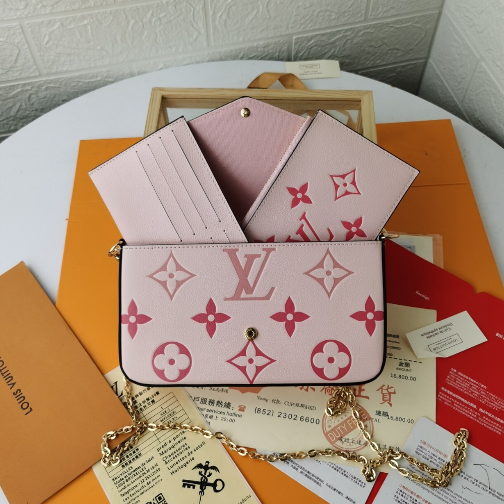 Louis Vuitton Felicie Pochette Monogram Empreinte Pink 8.3 Inches M80498