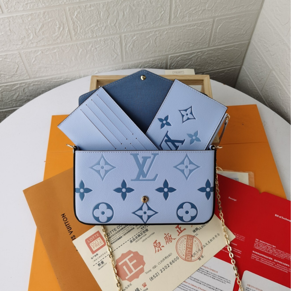 Louis Vuitton Felicie Pochette Monogram Empreinte Blue 8.3 Inches M80498