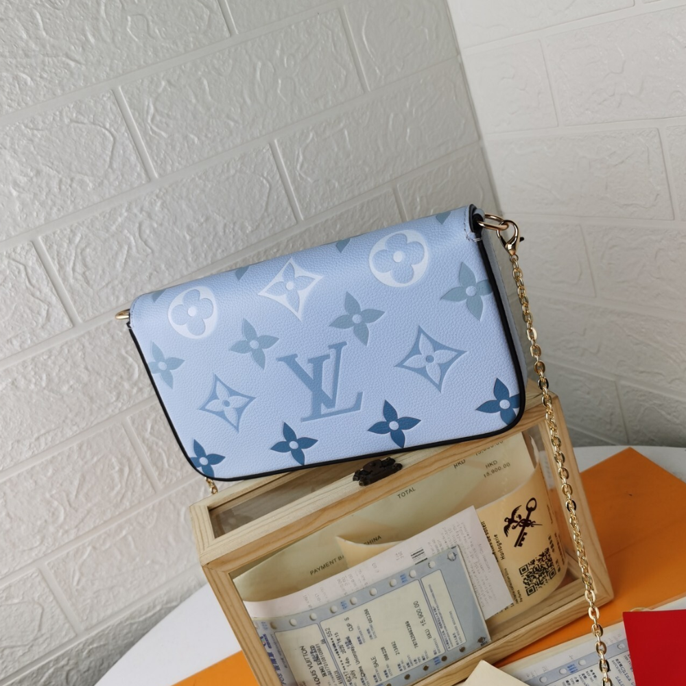 Louis Vuitton Felicie Pochette Monogram Empreinte Blue 8.3 Inches M80498