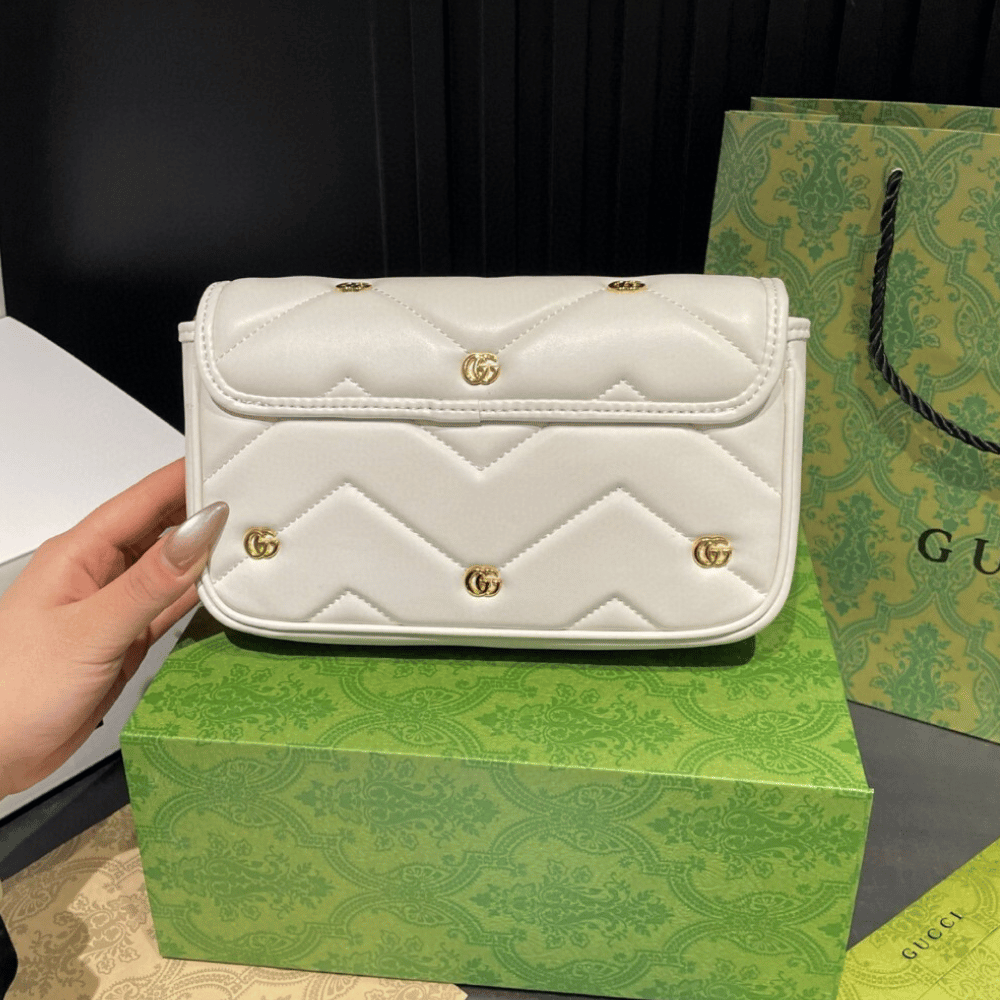 Gucci Gg Marmont 2-In-1 Shoulder Bag White 8.7 Inches