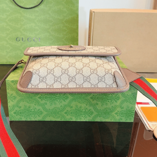 Gucci Tiger Head GG Supreme Small Shoulder Bag – Brown