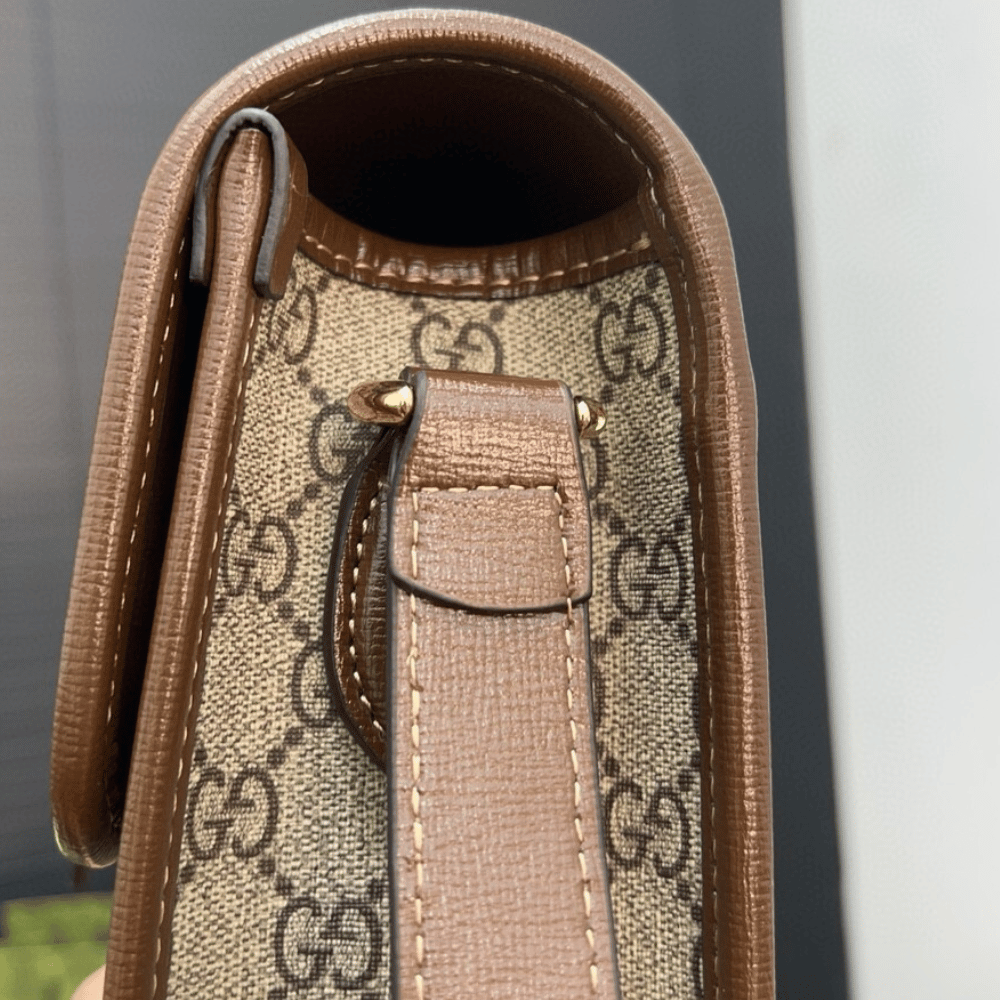 Gucci Gg Supreme Flap Messenger Bag Beige 9.8 Inches