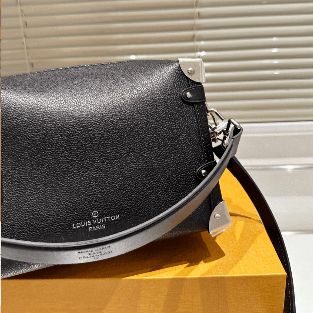 Louis Vuitton Side Trunk MM Black Grainy Crossbody Bag