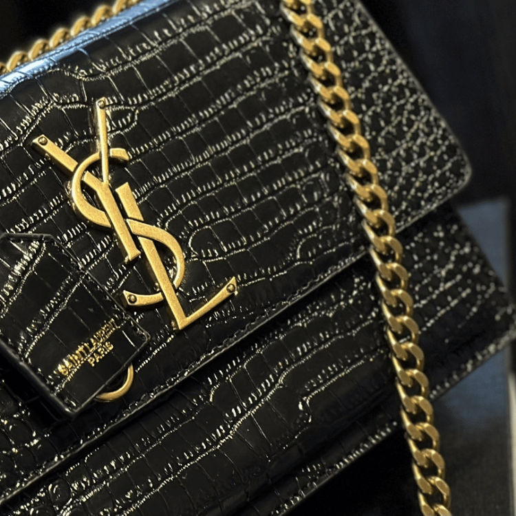 Saint Laurent Sunset Bag Black Croc 9 Inches 442906DND0J1000