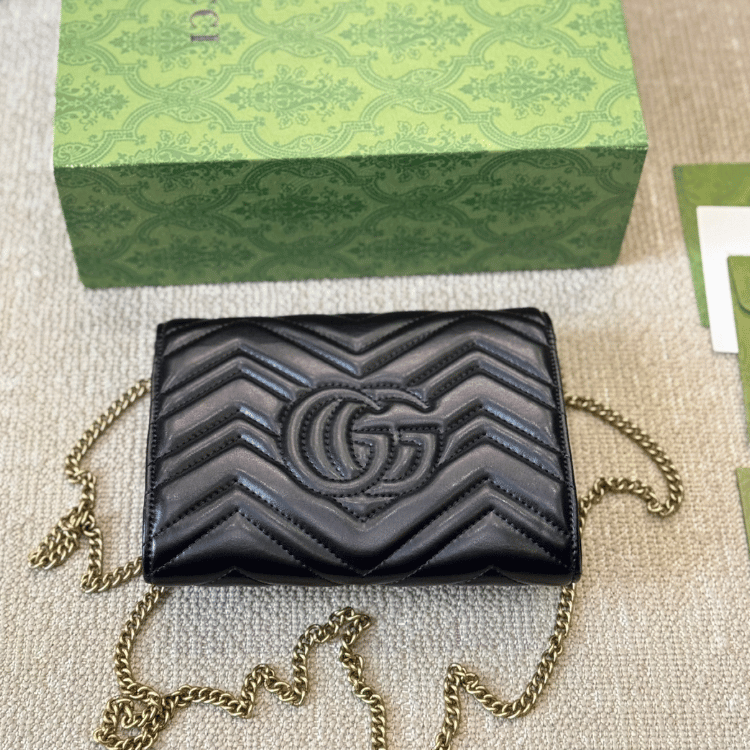 Gucci Gg Marmont Woc Chain Shoulder Bag Black 7.9 Inches