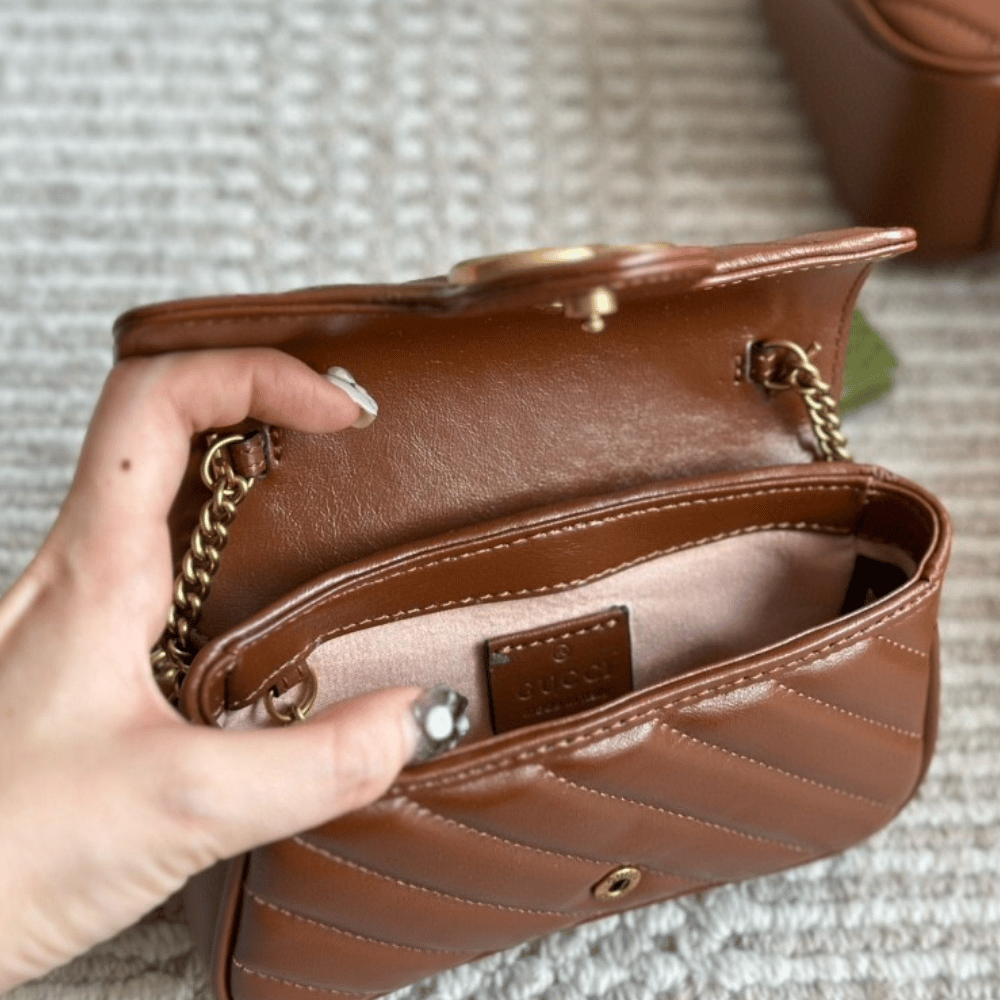 Gucci Gg Marmont Chain Shoulder Bag Brown 10.2 Inches