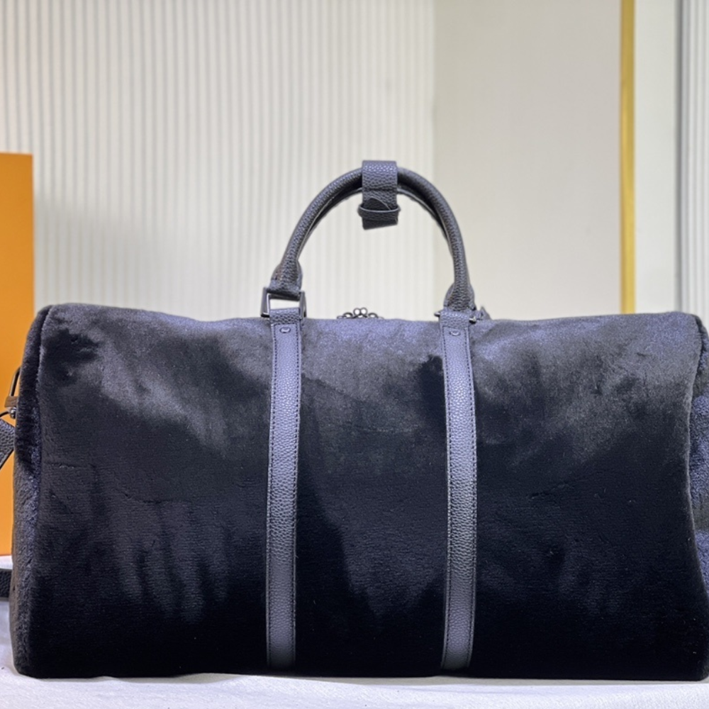 Louis Vuitton Puffy Shearling Keepall Bandoulière 50 Black 19.7 Inches M23108